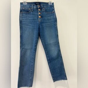 J CREW - High Rise Toothpick Button Fly Skinny Jeans Raw Hems Size 25P